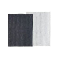 Södahl 2-Pak Line Viskestykke, Ask/Hvid, 50x70 Cm