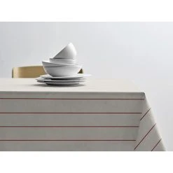 Södahl Line Dug, Offwhite /Rød, 140x320 Cm