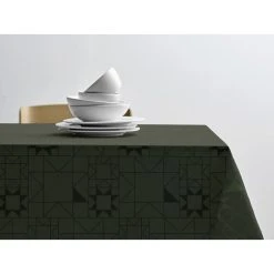 Södahl Star Damask Dug, Skovgrøn, 140x270 Cm